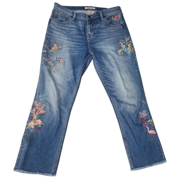 Johnny Was Zoe Cropped Boyfriend Jean Embroidered Size 28 - Picture 4 of 15